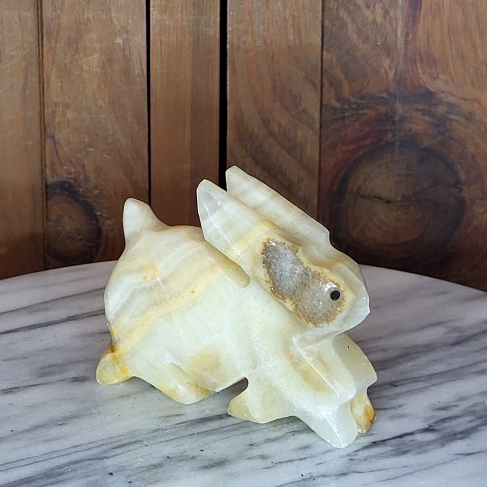 Carved Onyx Rabbit Figurine